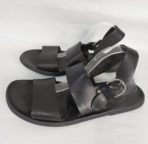 Mercanti Fiorentini Men Open Toe Buckle Slingback Sandals 10.5 M Black Leather